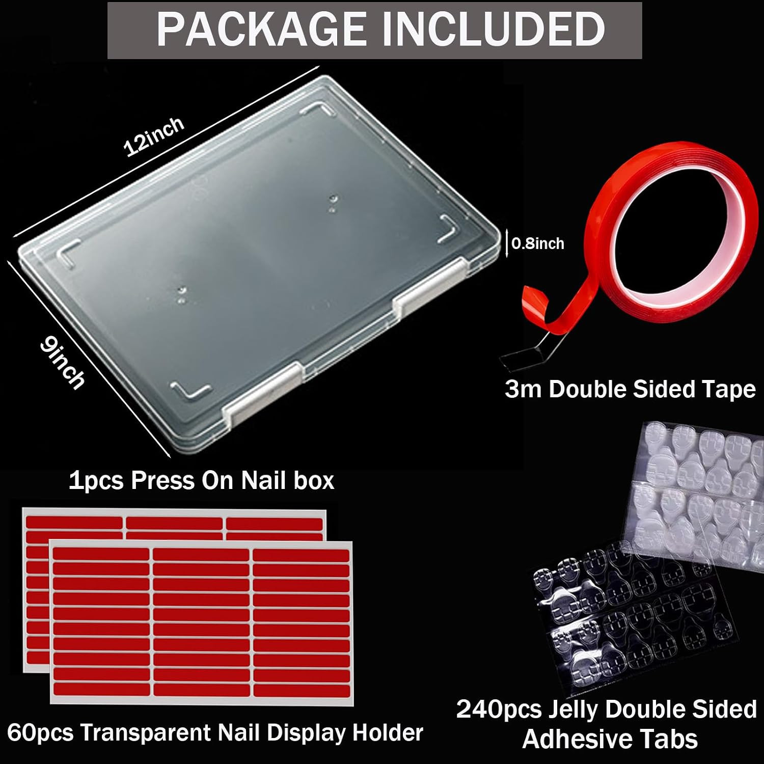 Large Press on Nail Organizer Press on Nails Display Box-(12*9*0.8 Inch)