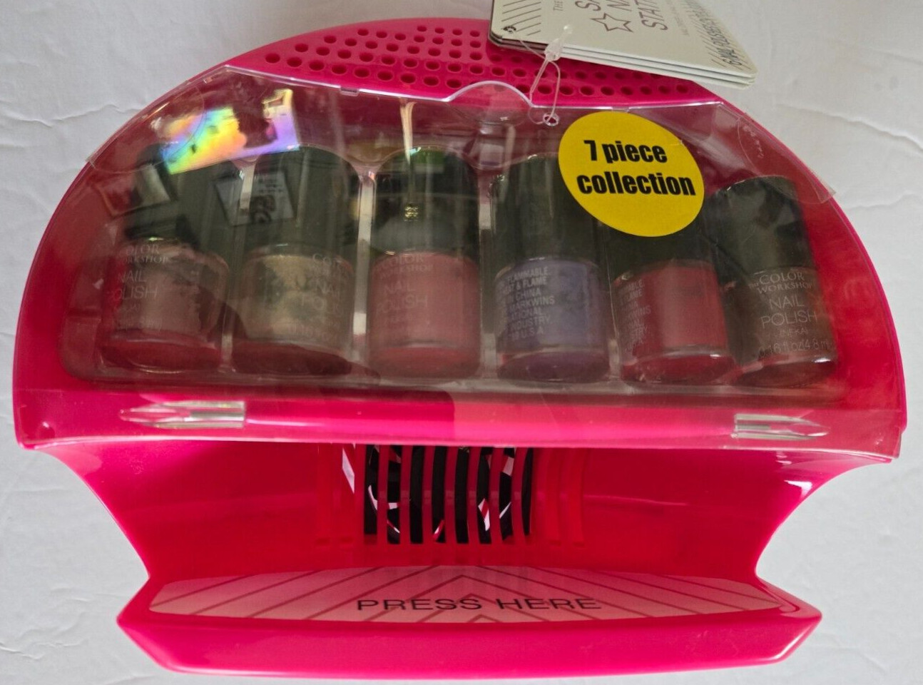7 Piece SALON NAIL STATION Markwins Color Workshop 6 Nail Polish & Dryer Kit New