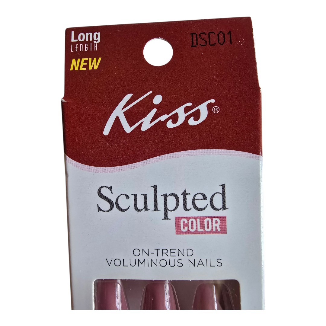 NWB Kiss Artificial Nails Light Mocha Rose Long Sculpted Volume Shape DSC01 Maze