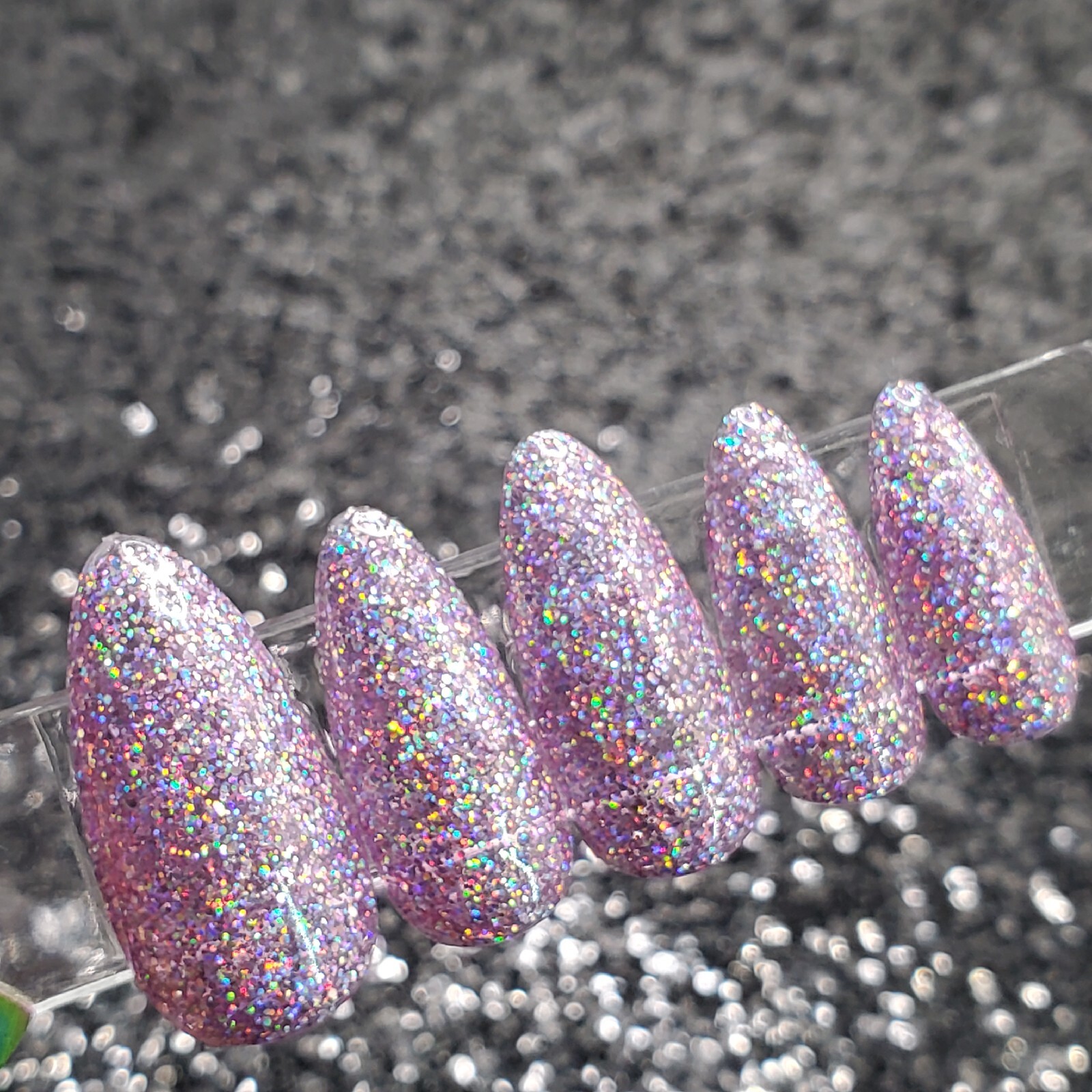 #136 Purple Holo Glitter Press On Nails | Handmade | Hard Gel Glue On Nails