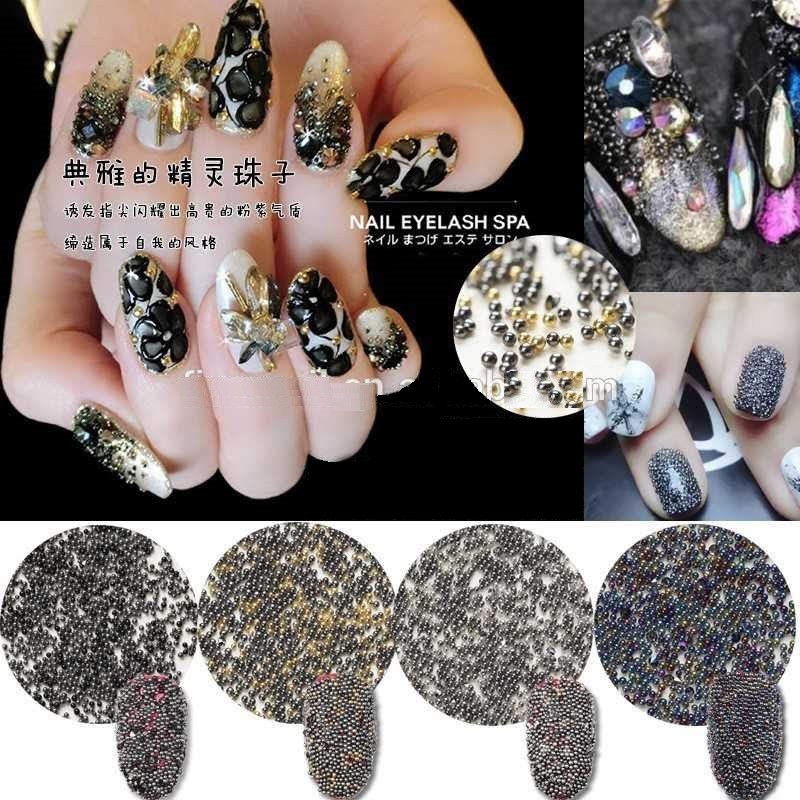 5g 3D Mixed Color Gold/Silver Micro Mini Glass Caviar Beads DIY Nail Art Decor