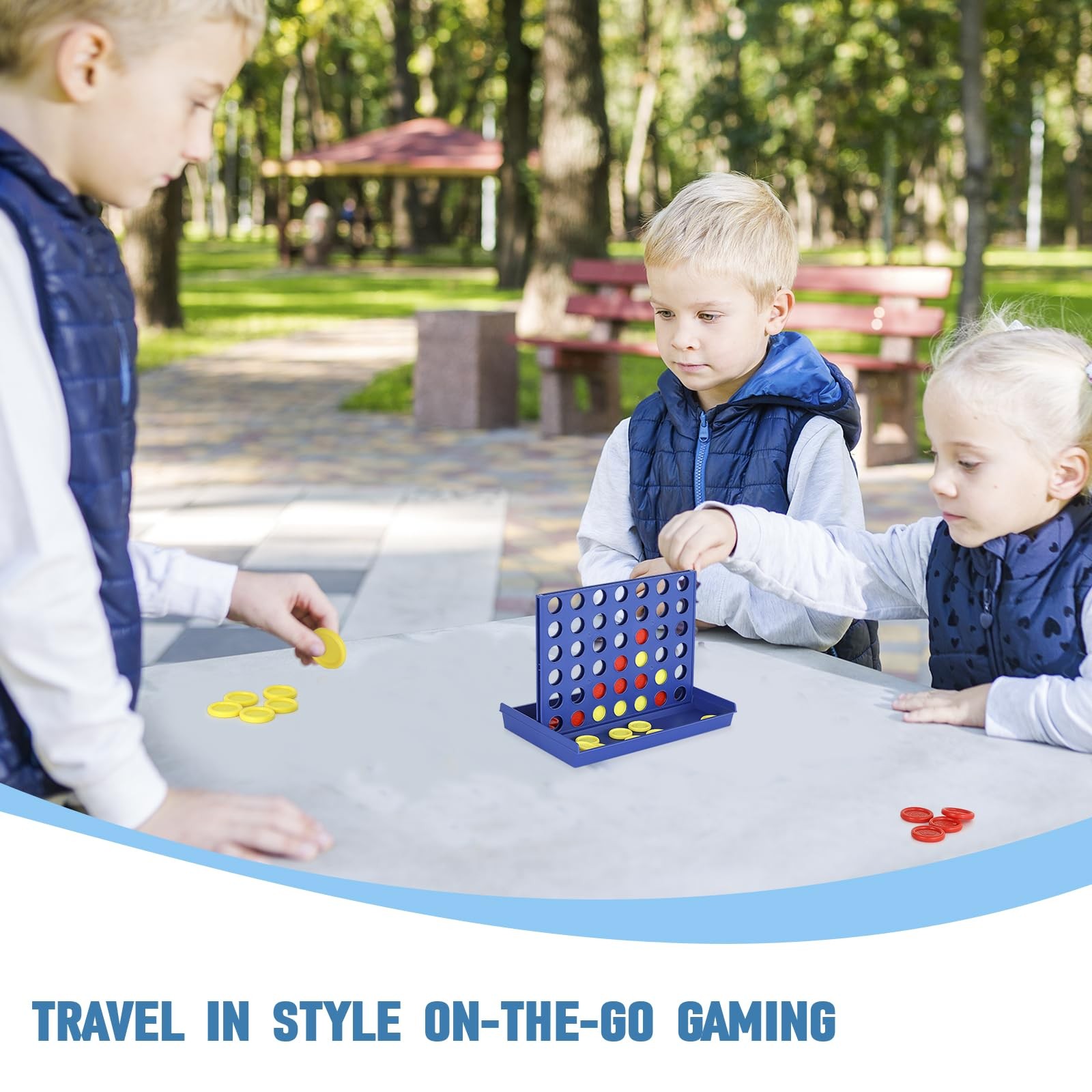 Pedolini 4 in a Row Connect Game Travel Board (Small) Mini Small, Blue