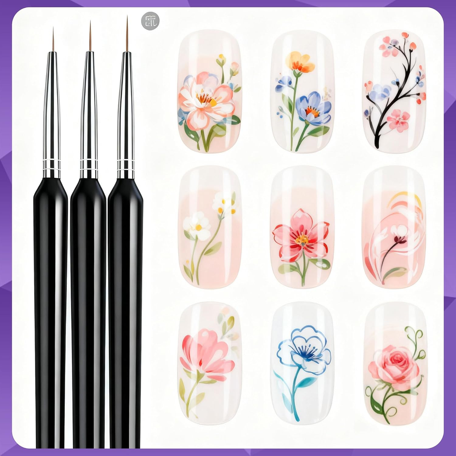 Nail Dotting Tools Art Brushes Kit with Nail Stand Gel Polish | Design Pen for N