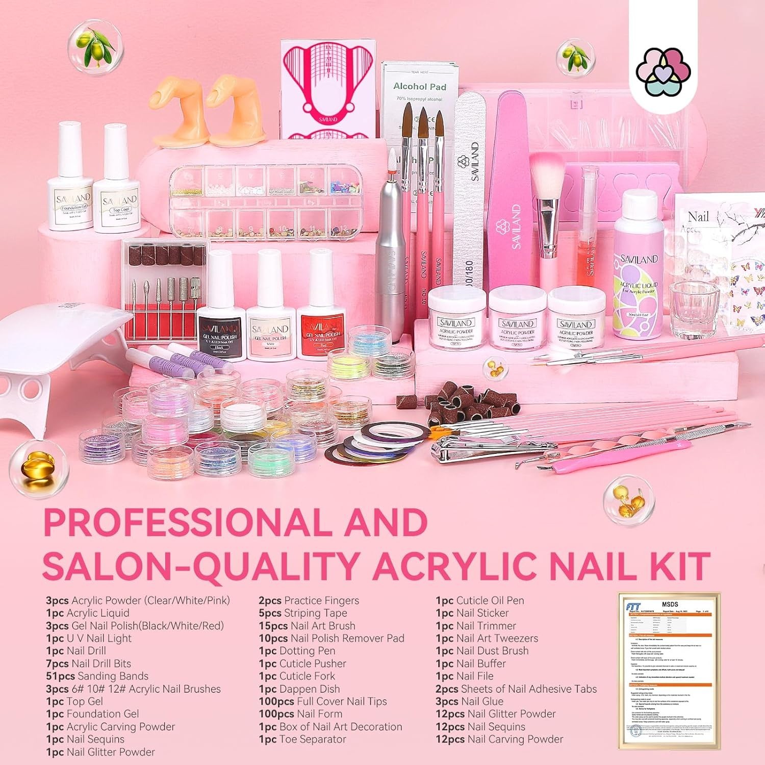 Paquete De Uñas Acrilicas Kit De Esmalte Profesional Para Pinceles Set Rutilar