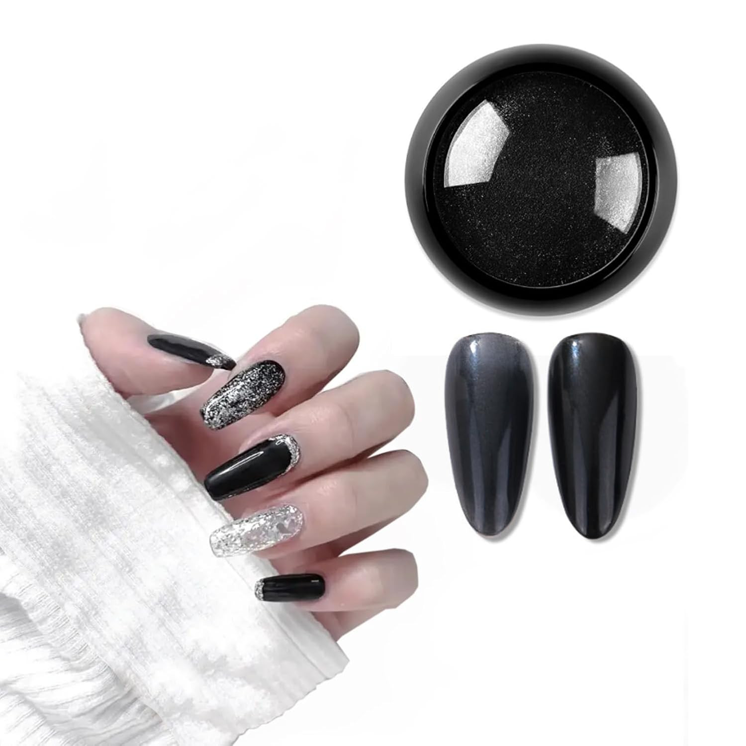 Holographic Mirror Nail Powders Chrome Silver Effect Pure Metallic Dust Sequins