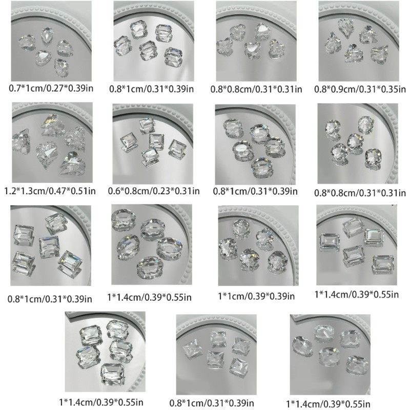 5Pcs Nail Arts Decorations Crystal Pointed Bottom Crystal Nail Decoration