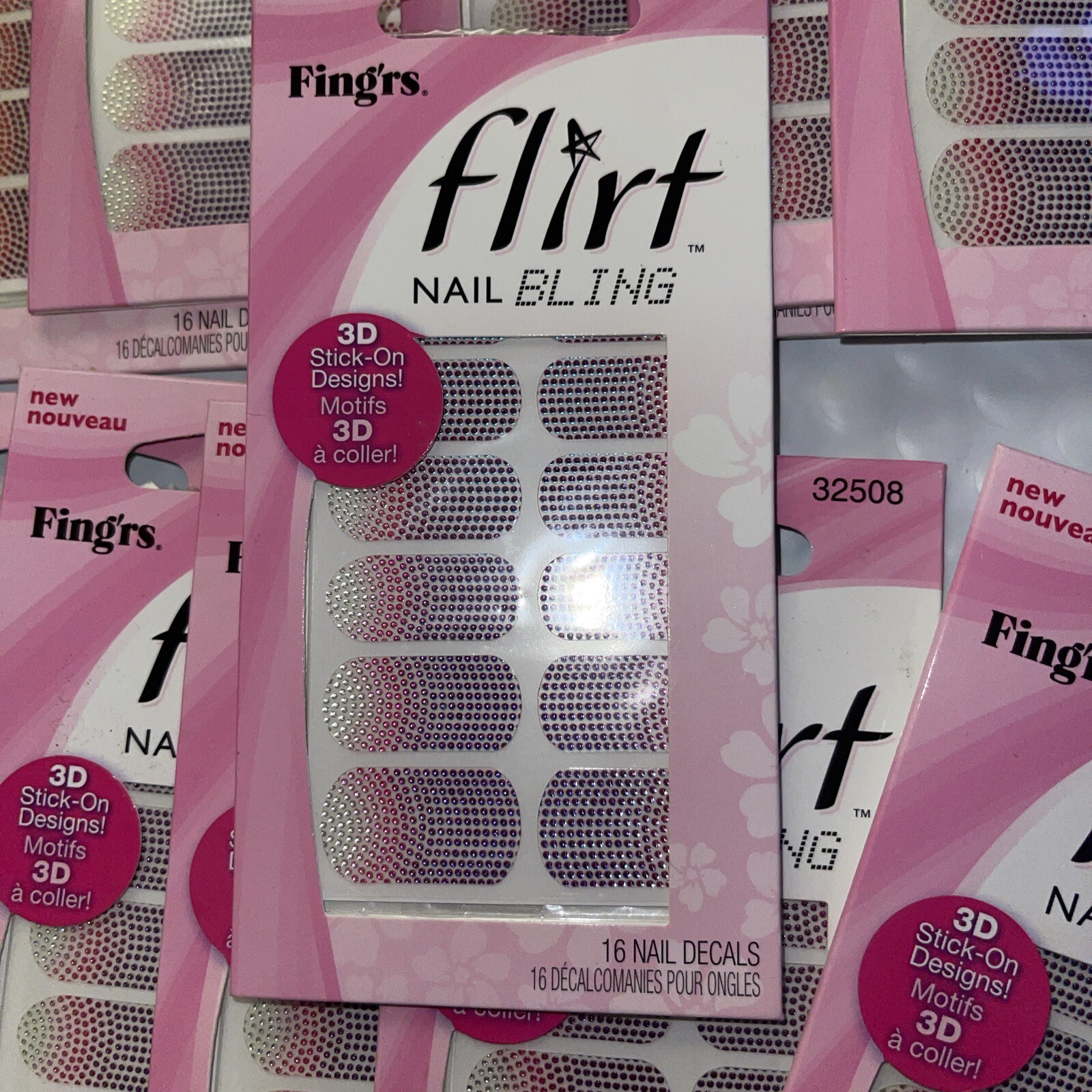 Lot of 12 FING’RS FLIRT 14pc Art NAIL BLING Set 3D Stick On Dots New In Package