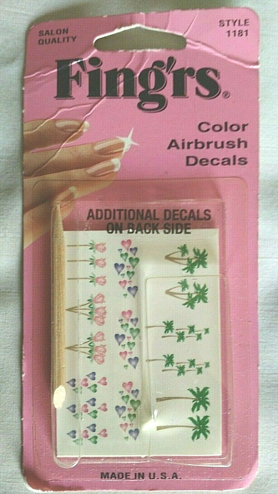 Vintage Rare Collectible 1 Pk Fing’rs Colors Airbrush Decals Salon Quality