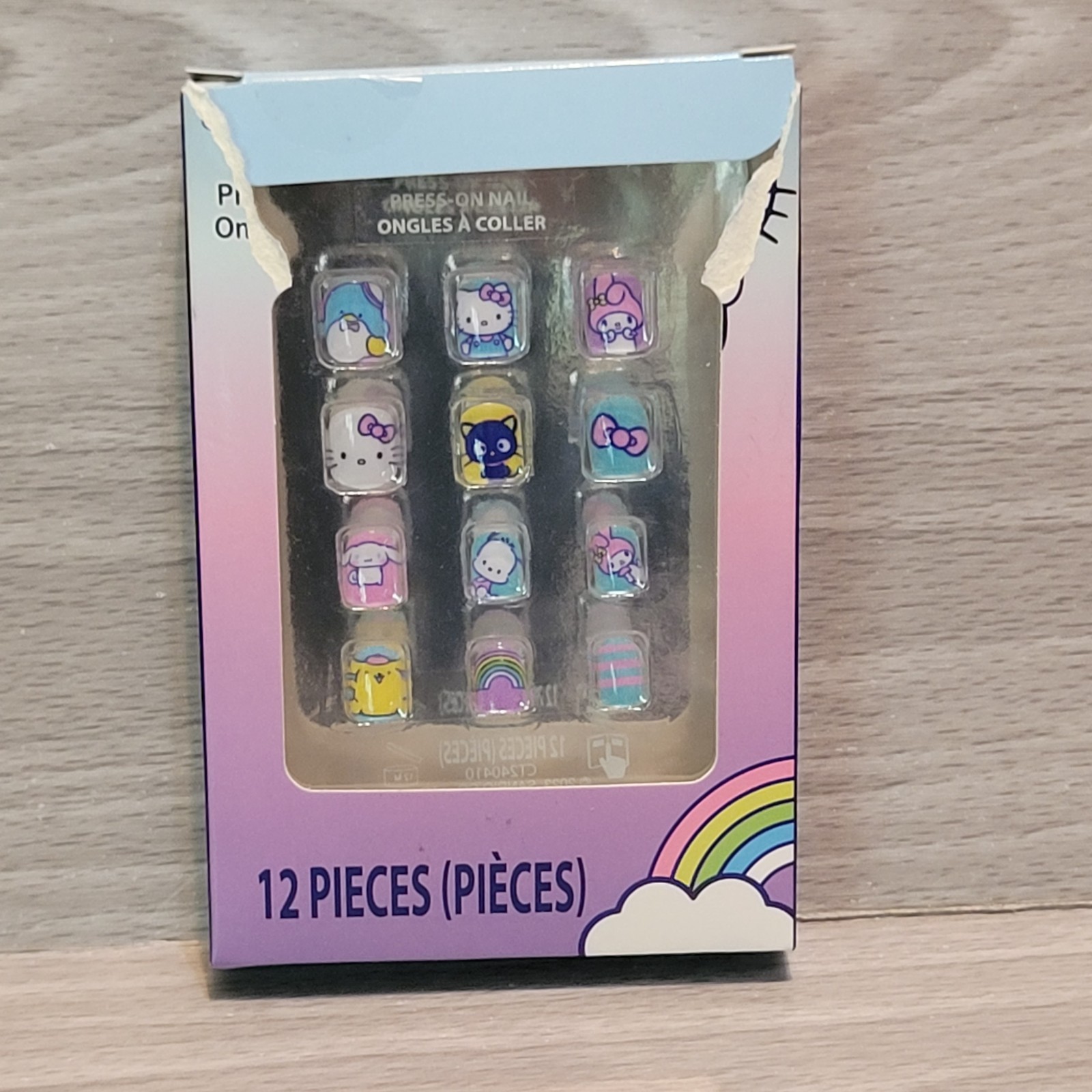 Sanrio Hello Kitty and Friends 12 Piece Small Kid Adhesive Press On Nail Townley