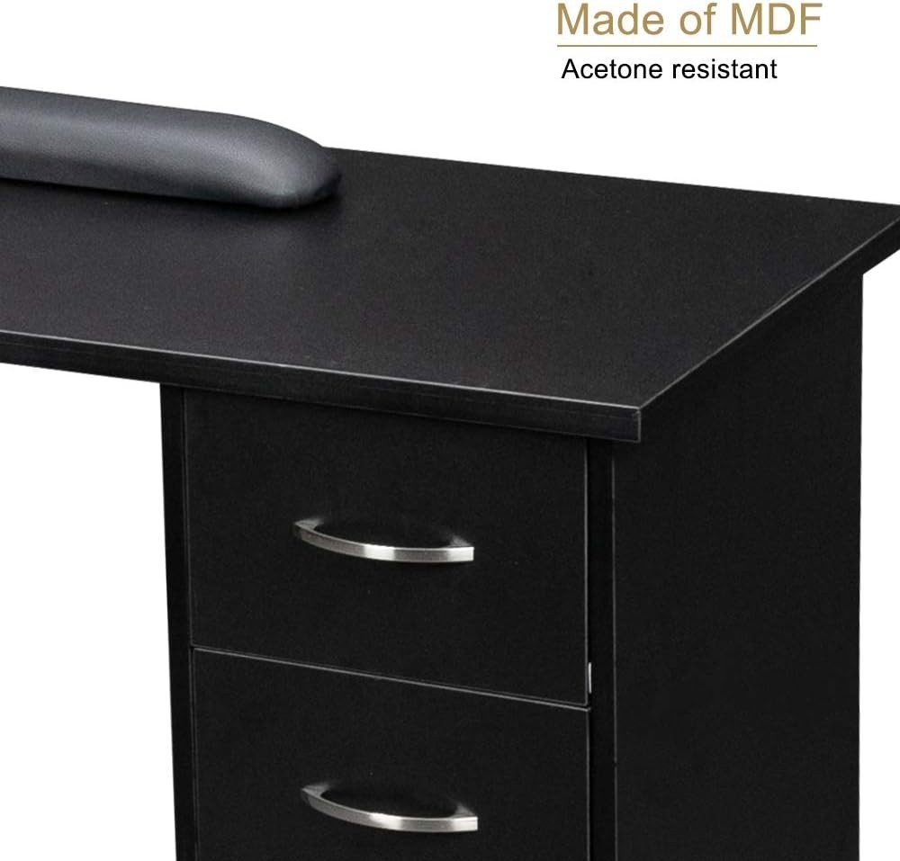 Nail Beauty Manicure Table with 4 Drawers, Lockable Wheels, 2 Shelves Storage…