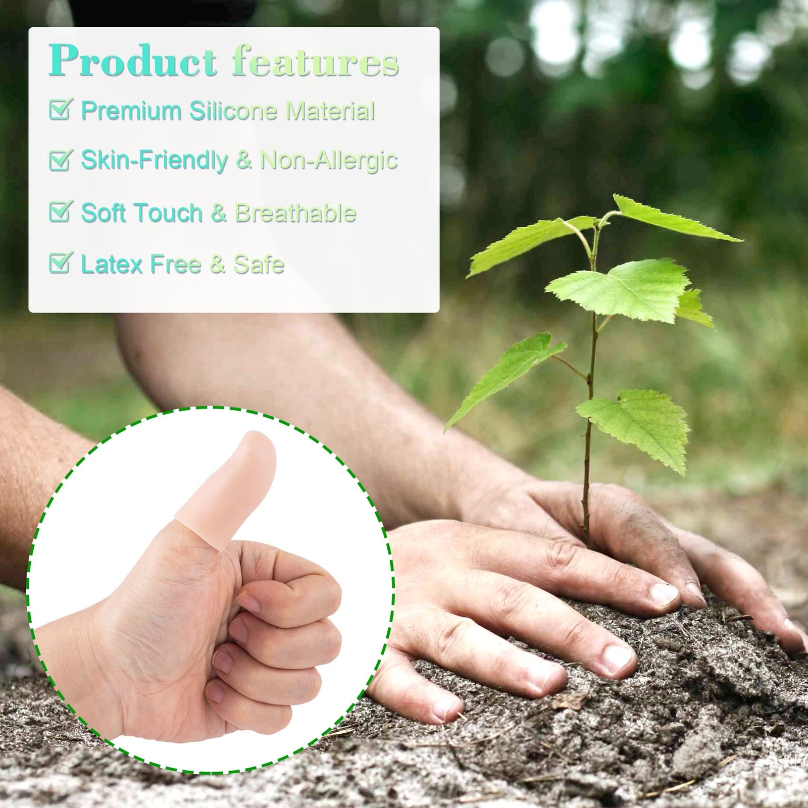 10 Pcs Gel Finger Cots Flexible Finger Cap Covers Thumb Support Protector
