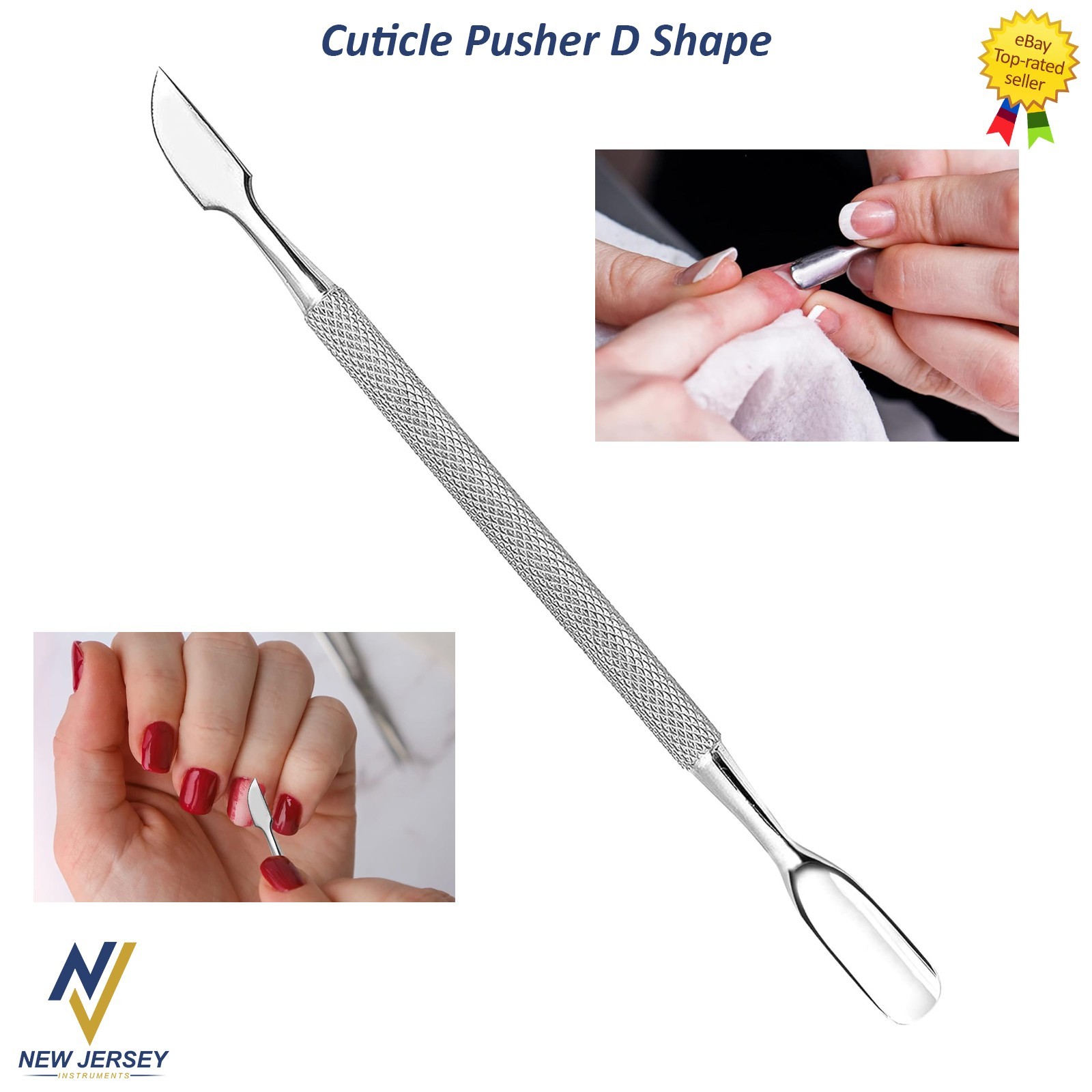 STAINLESS STEEL DOUBLE ENDED CUTICLE PUSHER NAIL CLEANER REMOVER MANICURE TOOL