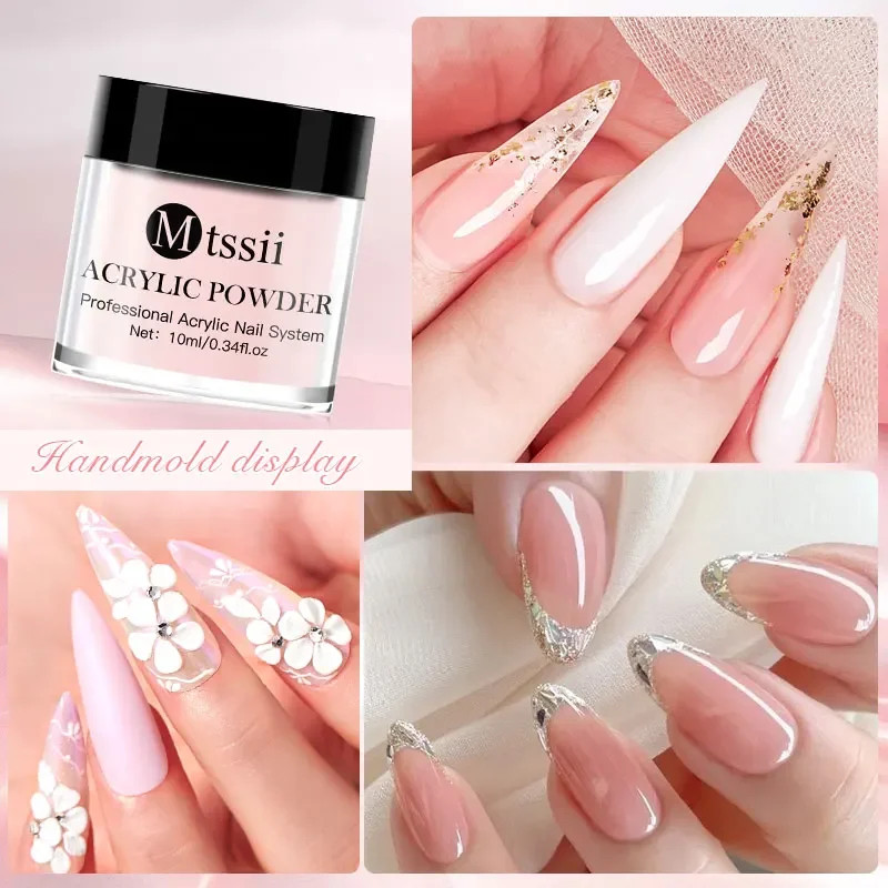 8pc MTSSII Acrylic Powder Nail System Set Clear Nude Pink Monomer Liquid Set Wit
