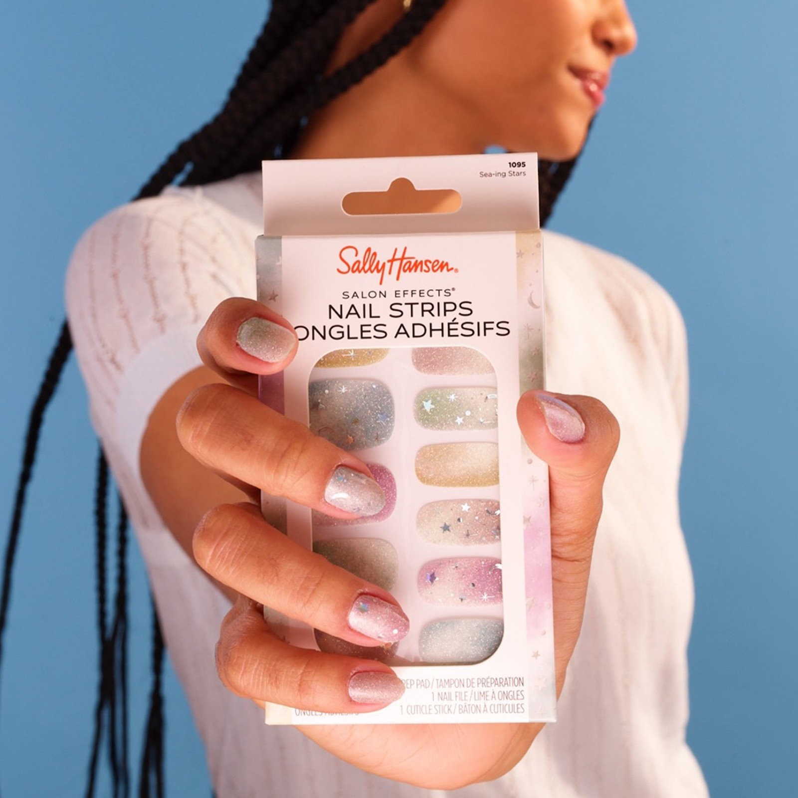 Sally Hansen Salon Effects Nail Strips | No UV Light Needed, A-List Ruby, 32pcs