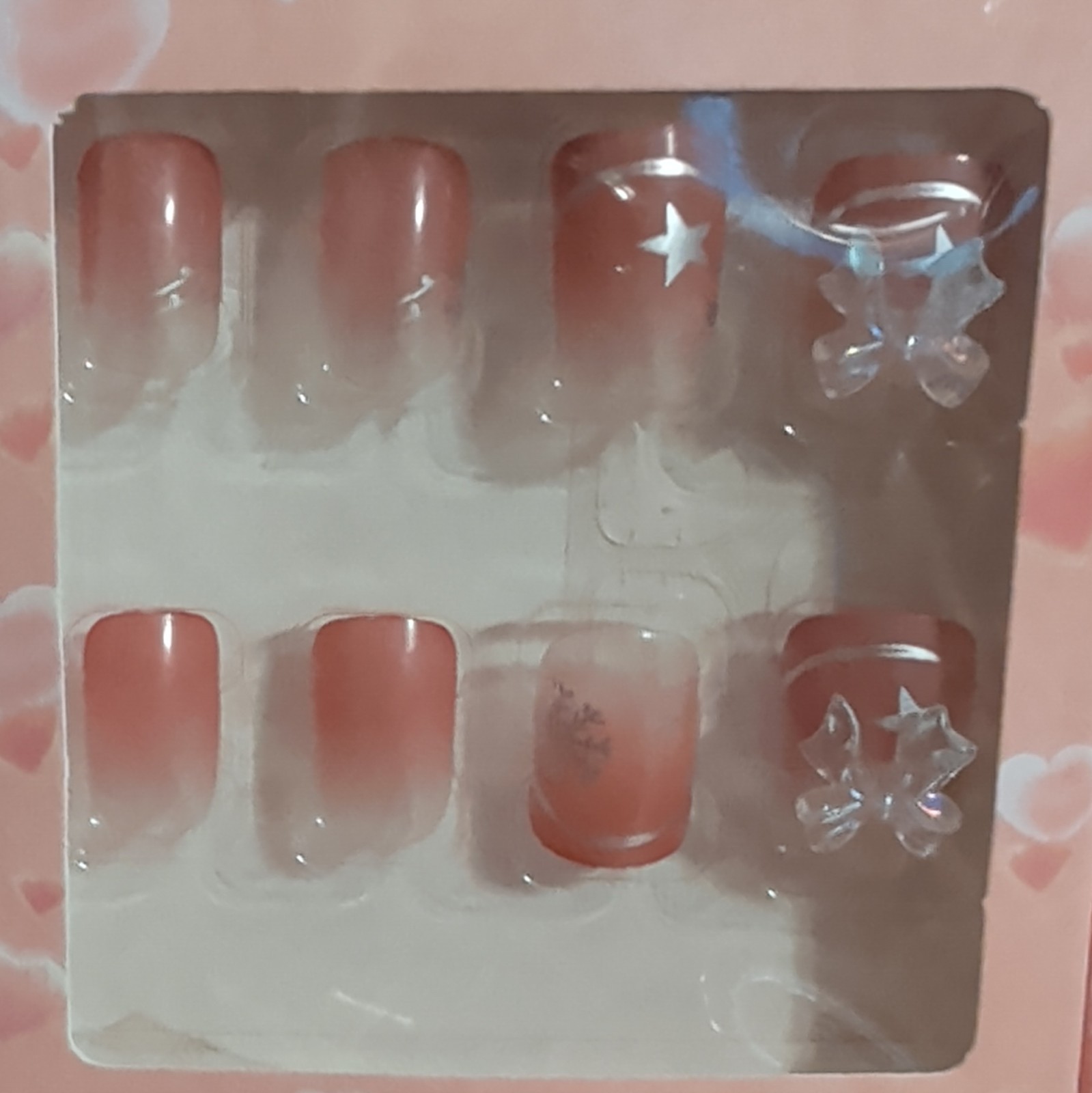 Butterfly Pre-Designed Multicolor Glitter Press-On Nails 12PCS Medium Square