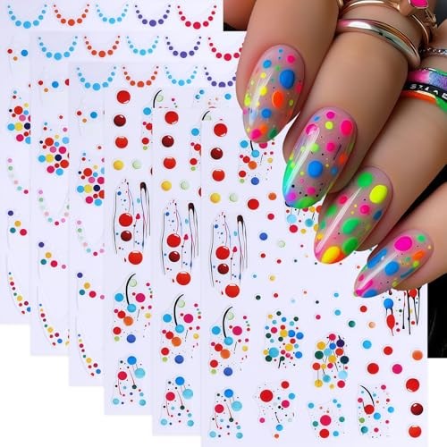 6 Sheets Christmas Balloons Nail Art Stickers Colorful Polka Dot french balloon