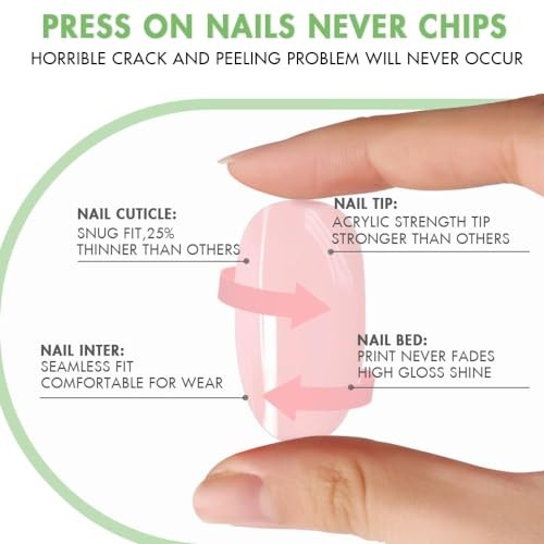 White and Pink Ombre Pink Press on Nails – Medium Square Glue – White and Pink