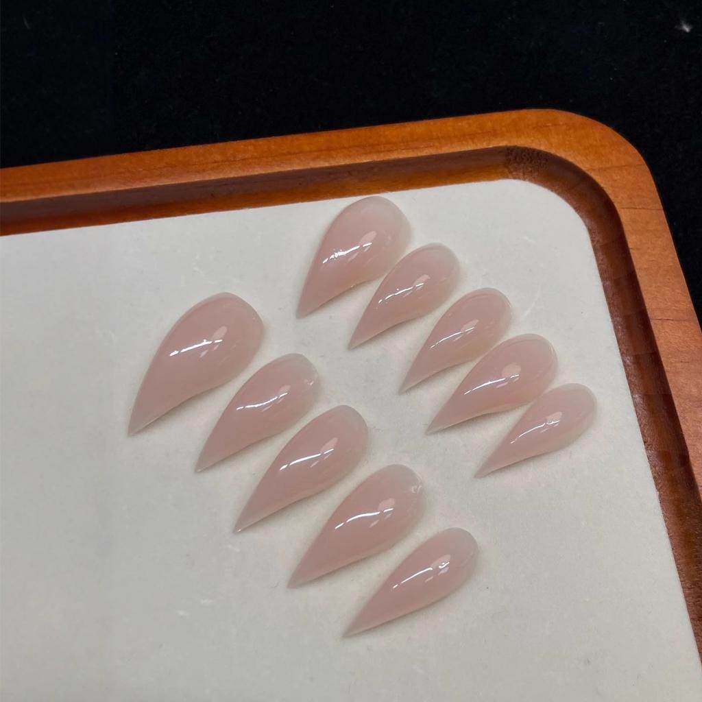 Handmade Press On Nail Dragon Claw Nude Pink Glossy Eagle Claw Type Fake Nail
