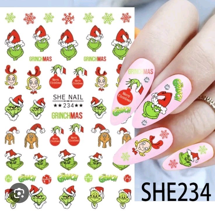 Nail Art Stickers NEW!!! CHARACTERS CHRISTMAS THE GRINCH SHE NAIL 234