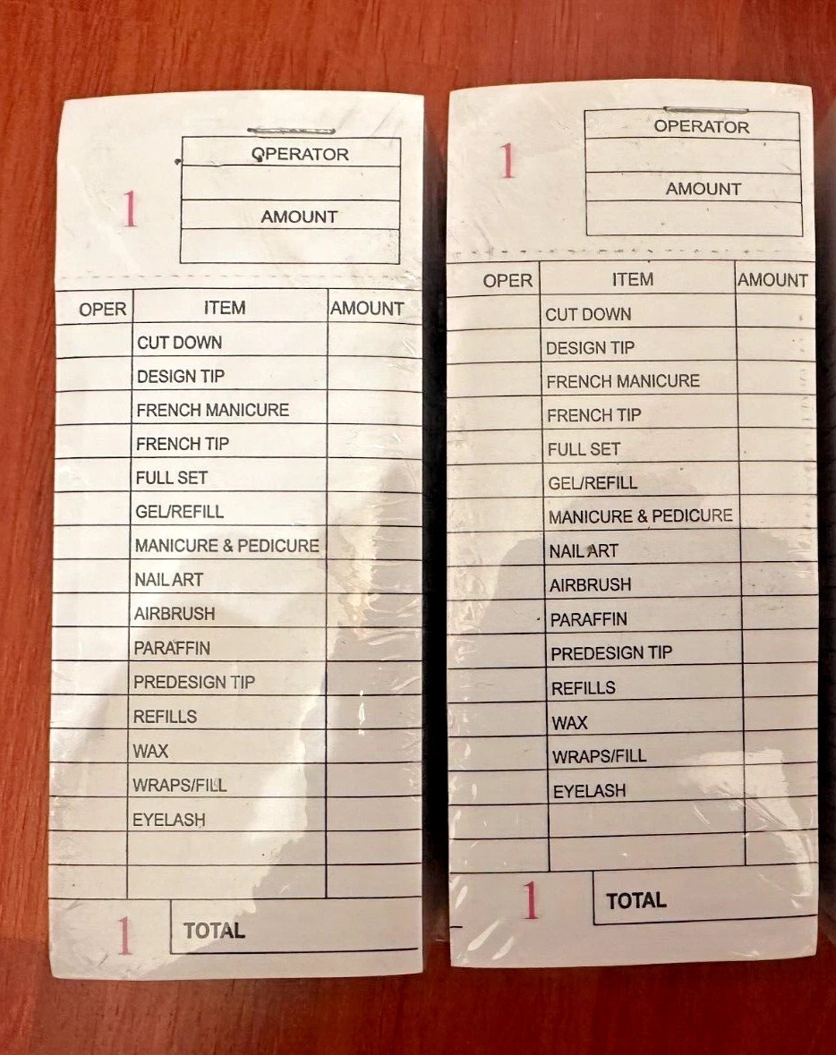 Nail Salon Ticket Check Book 100ct/book (2 Packs = 20Books )