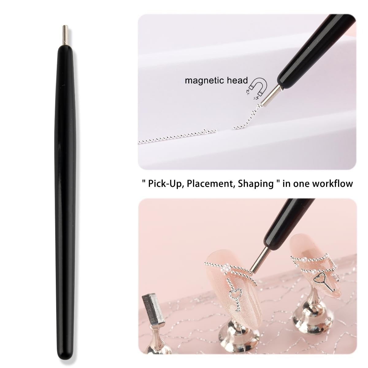 FSpronail Caviar Nail Beads Applicator Pen Kit – 2PCS Magnetic Tool