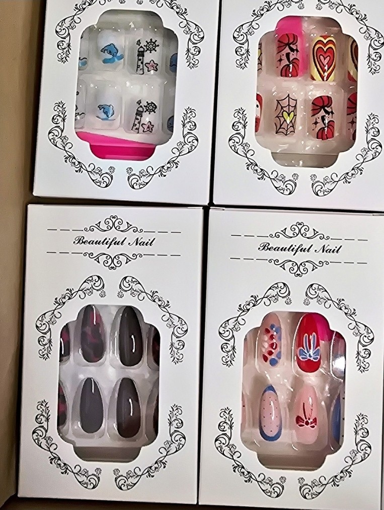 Mixed Bundle Press On Nails 10 Set Of 24 , Medium Size , Almond, Square