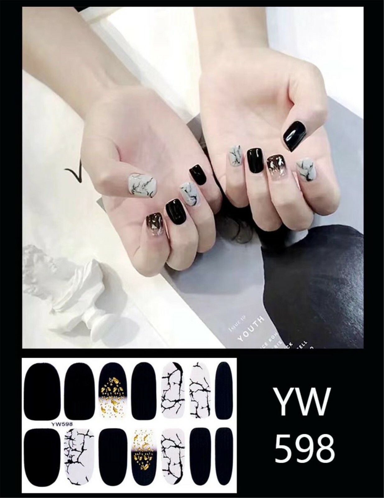 Easy Nail Art DIY Peel Off Self Adhesive Manicure Full Nail Sticker Cover Wrap