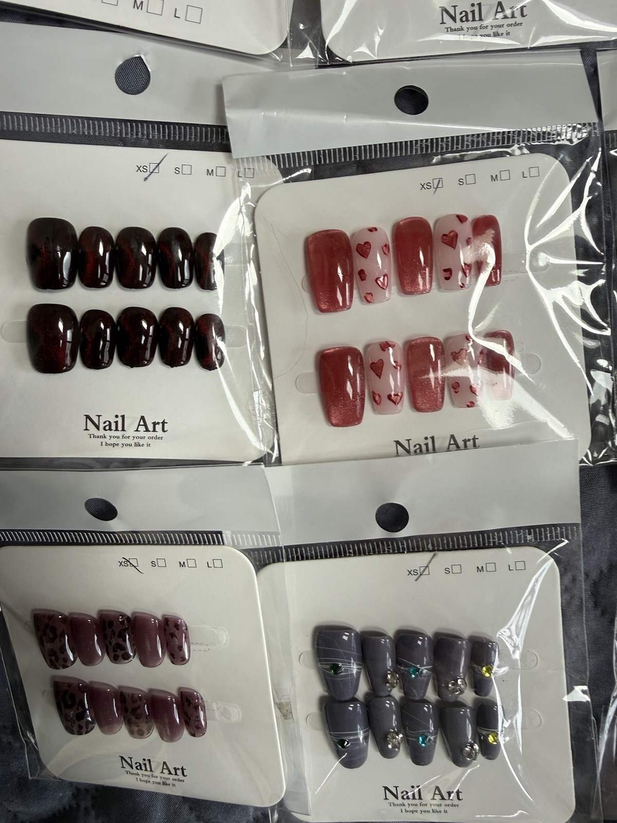 21 Sets Press On Nails Lot Mixed Designs Glitter French Leopard Handmade W/ Kits