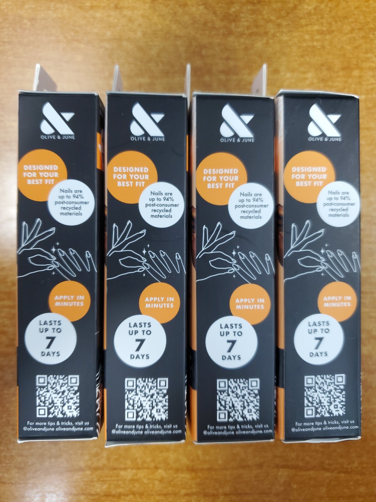 4 Pk: Olive & June Press On Nails The Super Stick Mani Sneaky Cats (9466) -R9P6b