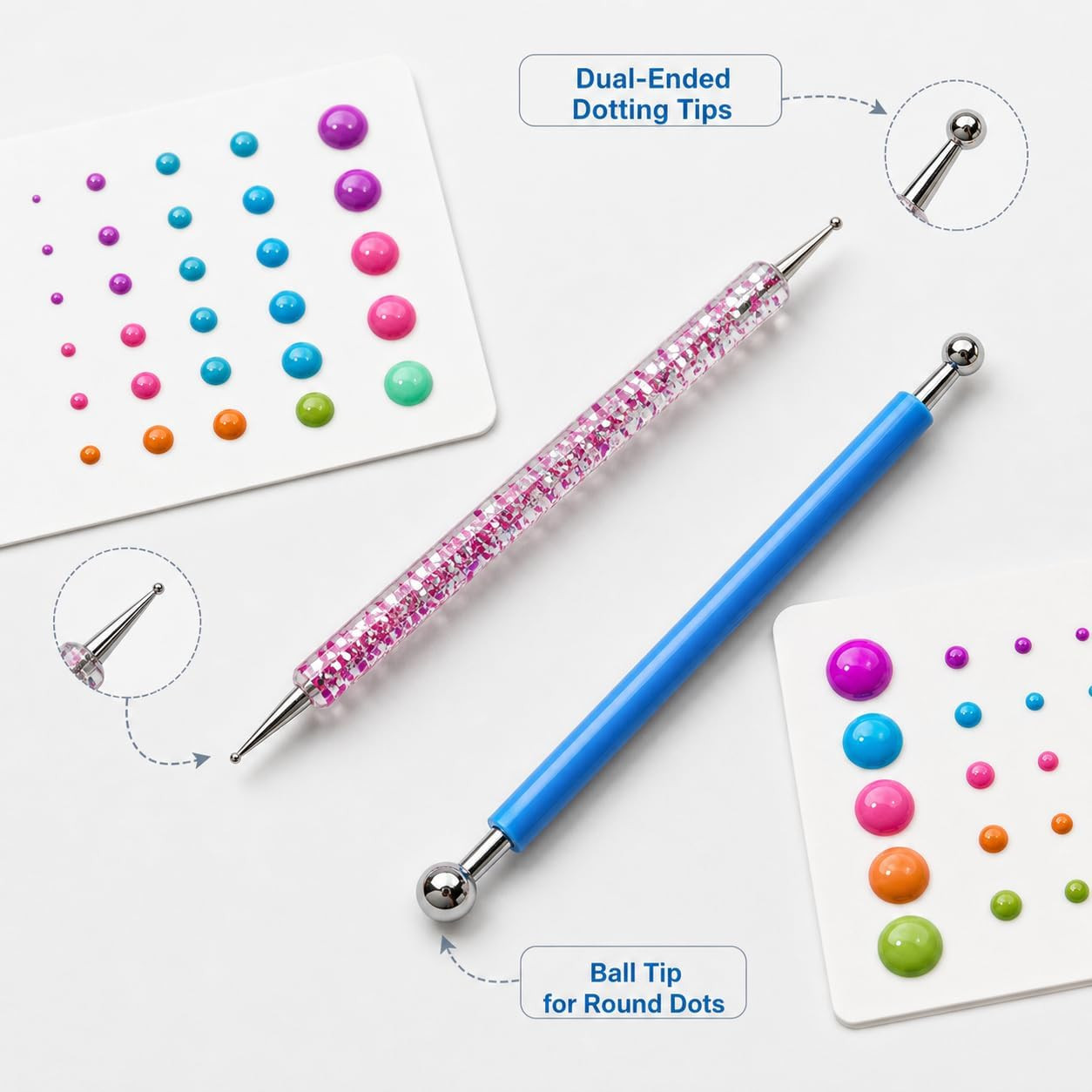 8-Piece Dotting Tools, Ball Stylus Set for Painting, Clay, Nail Art | Double-End