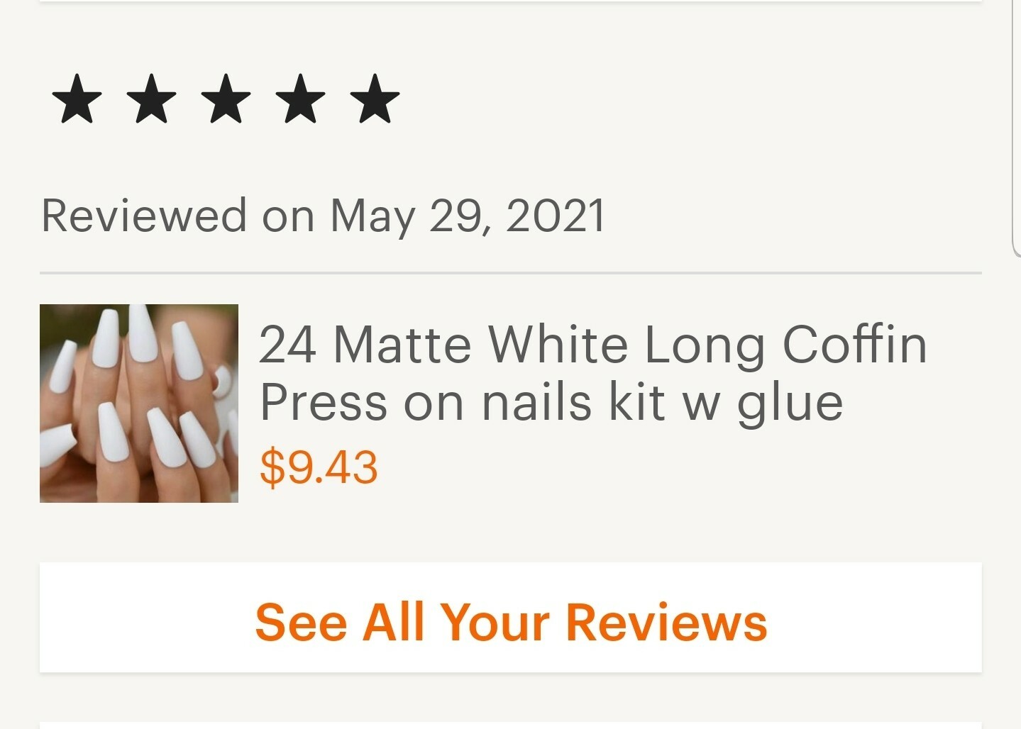 White Press On Nails Glue On Matte or Glossy Long Coffin 24