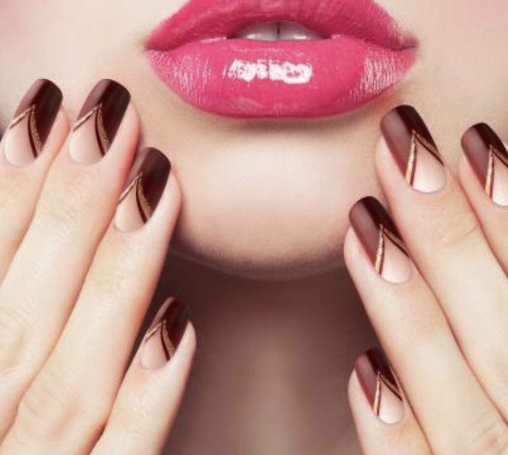 KISS Medium Length Shiny Plum V French Manicure Glue-On Nails DGDN10 x 3 Pks!