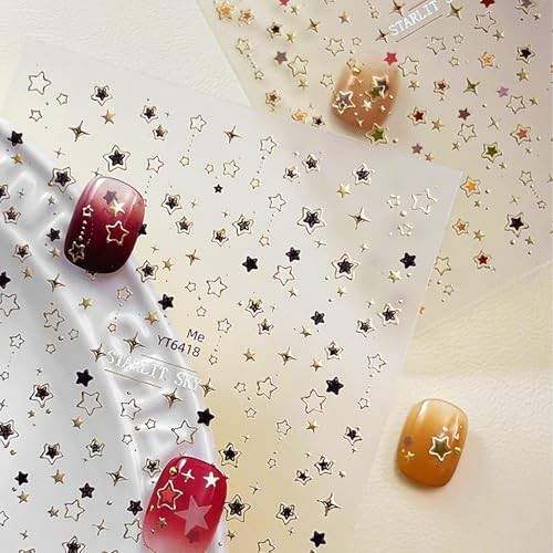 Star Nail Stickers for Nail Art 3D Glitter Cute Colorful Star Luxury Cute Stars