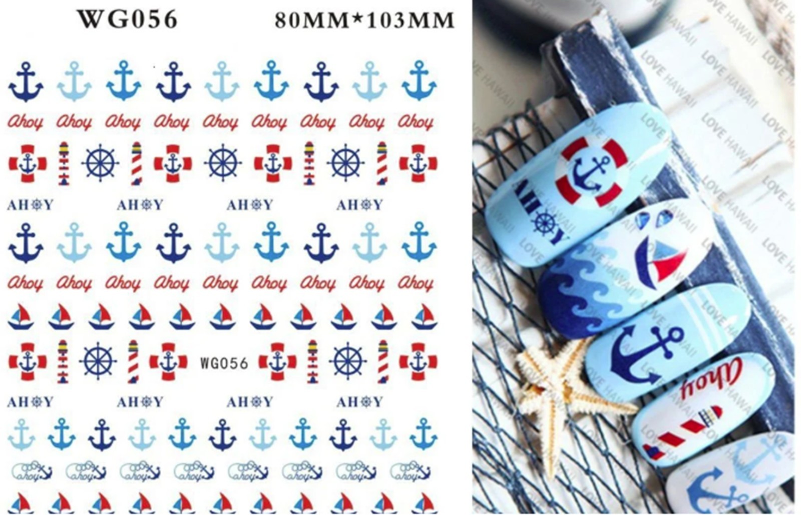 Summer Ocean Nail Stickers | Ocean Marin Life Nail Art Decals | Seashell Sea