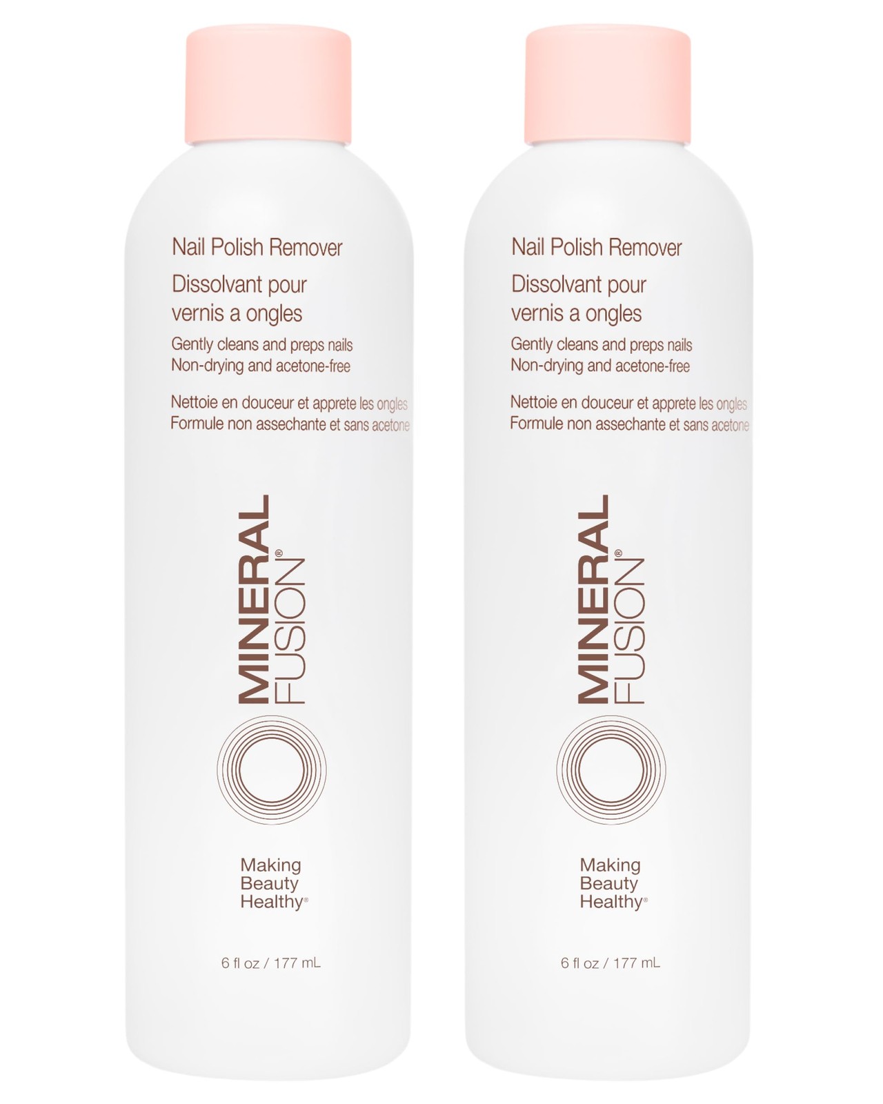 Mineral Fusion Acetone-Free Nail Polish Remover – 6 Fl Oz (Pack of 2), White