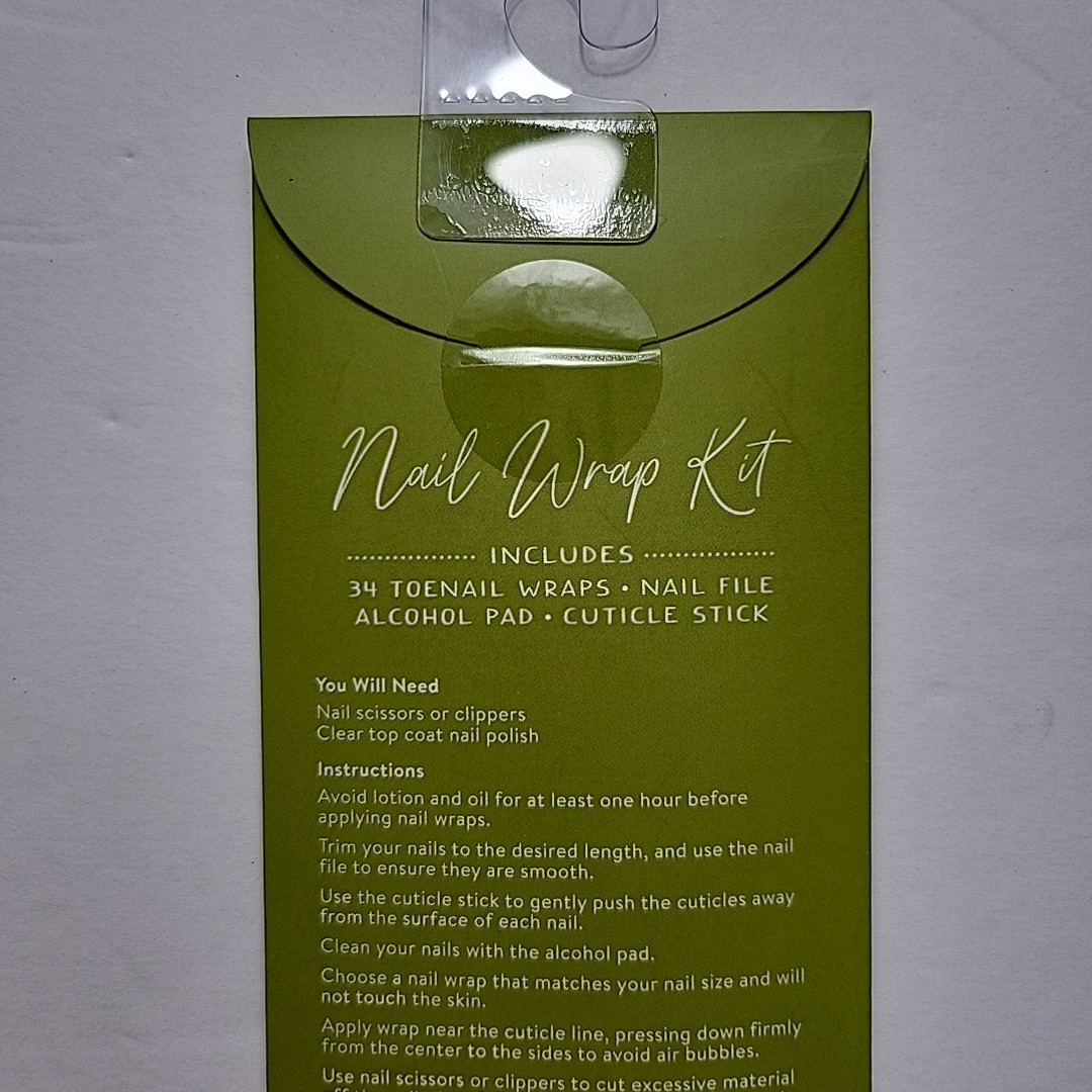 Studio Oh! Nail Wrap Kit 34 Toe Nail Wraps Nail File Alcohol Pad Cuticle Stick