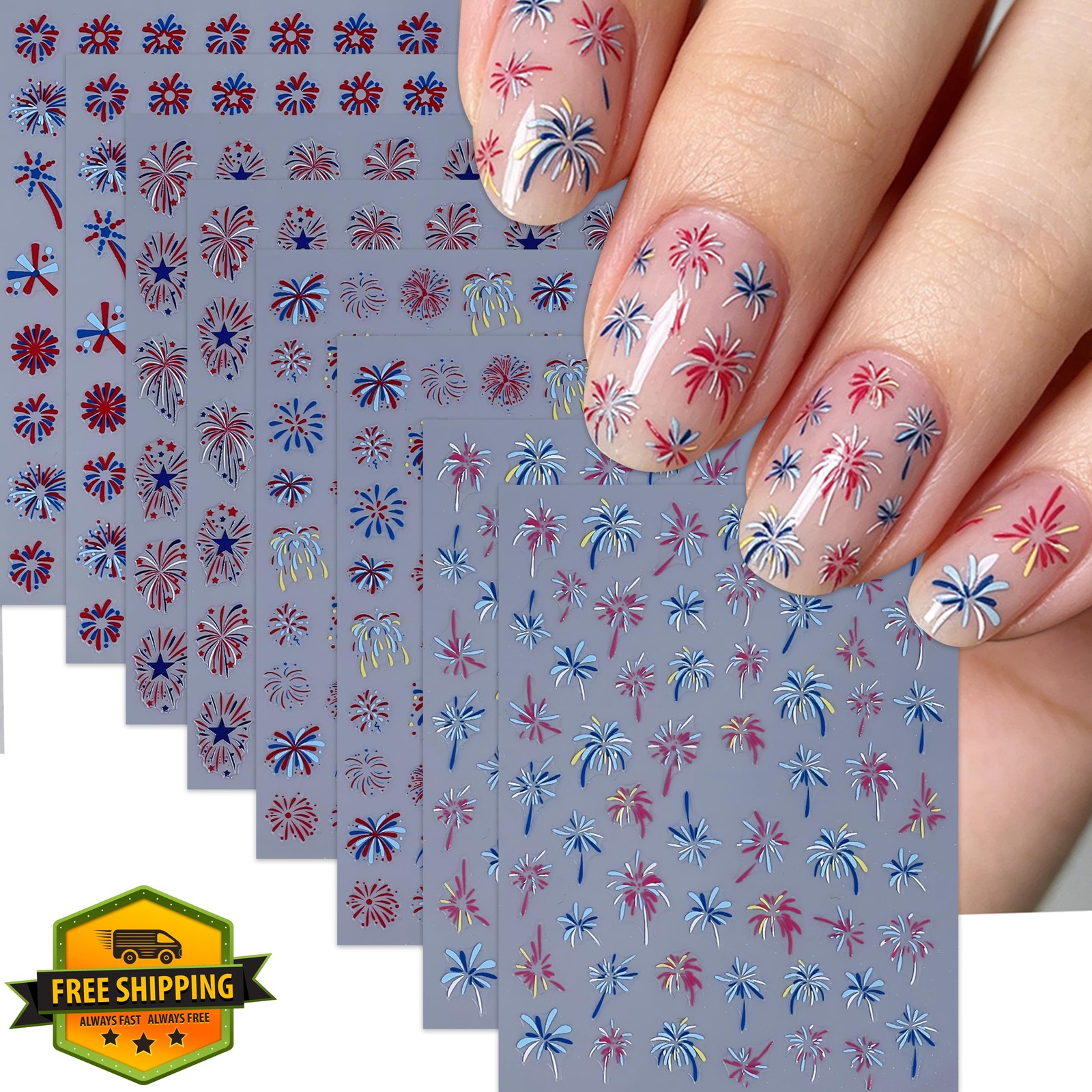 LRyssalia Style11 4th July Firework Nail Stickers