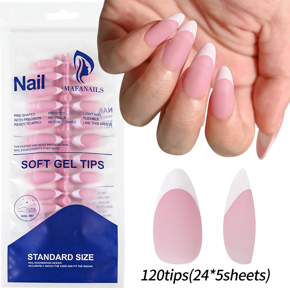 120Pcs Mixed Size Medium Long Square French Press on Nails Full Cover Wearable