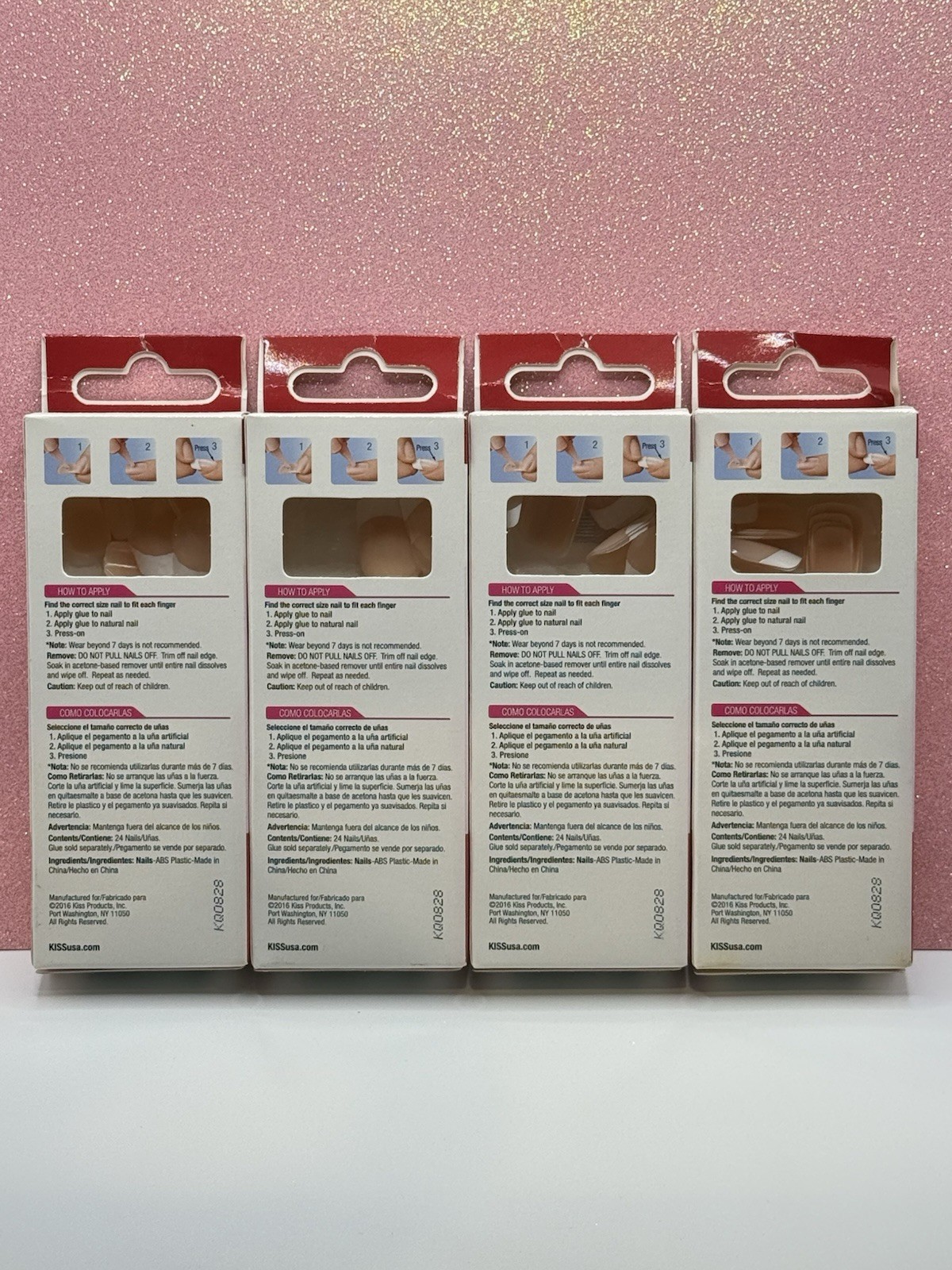 Kiss Salon French White On Pink Nail Bed Glue-On Nail Short 4pack