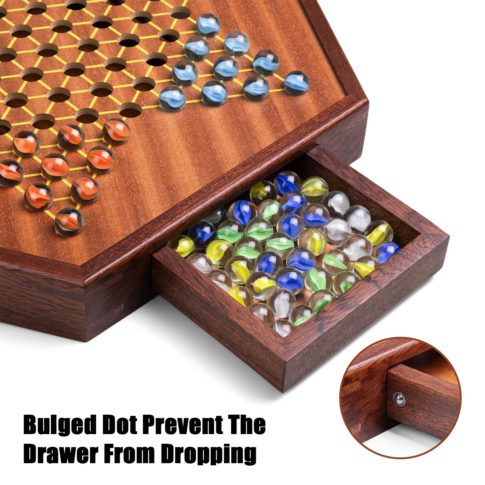 VAMSLOVE Large 17″ Chinese Checkers Board Game for 2-6 17 inches by 15