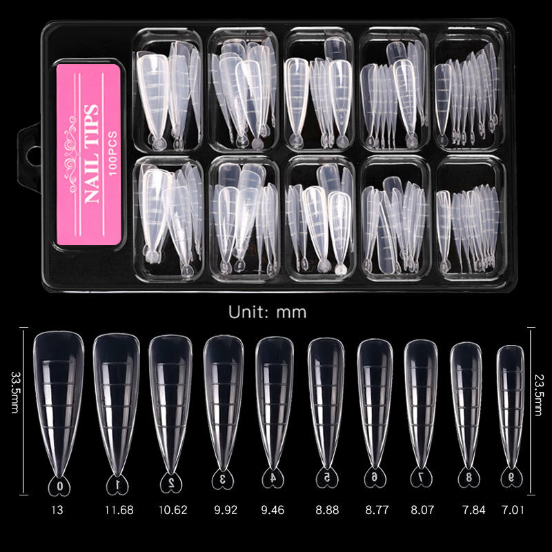 100 Pcs Nail Dual Forms Clear Full Cover Quick Building Gel Mold Tips Nail Tools
