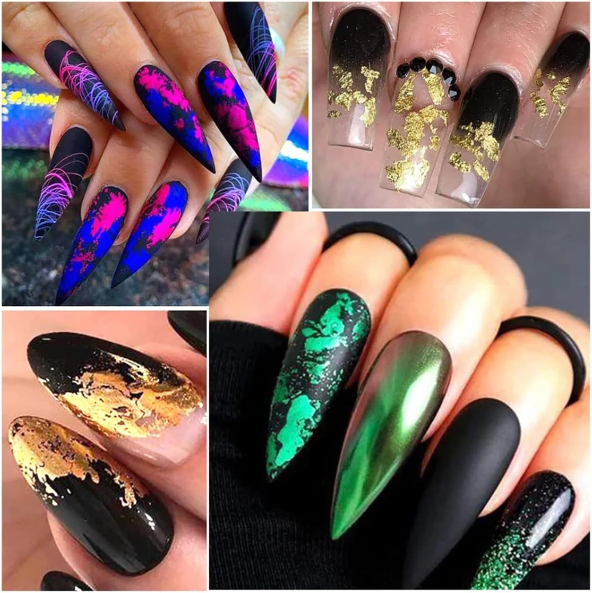 12 Colors Glitter Foil 3D Ultra-Thin Gold Aluminum Flakes Sparkling Design Nail