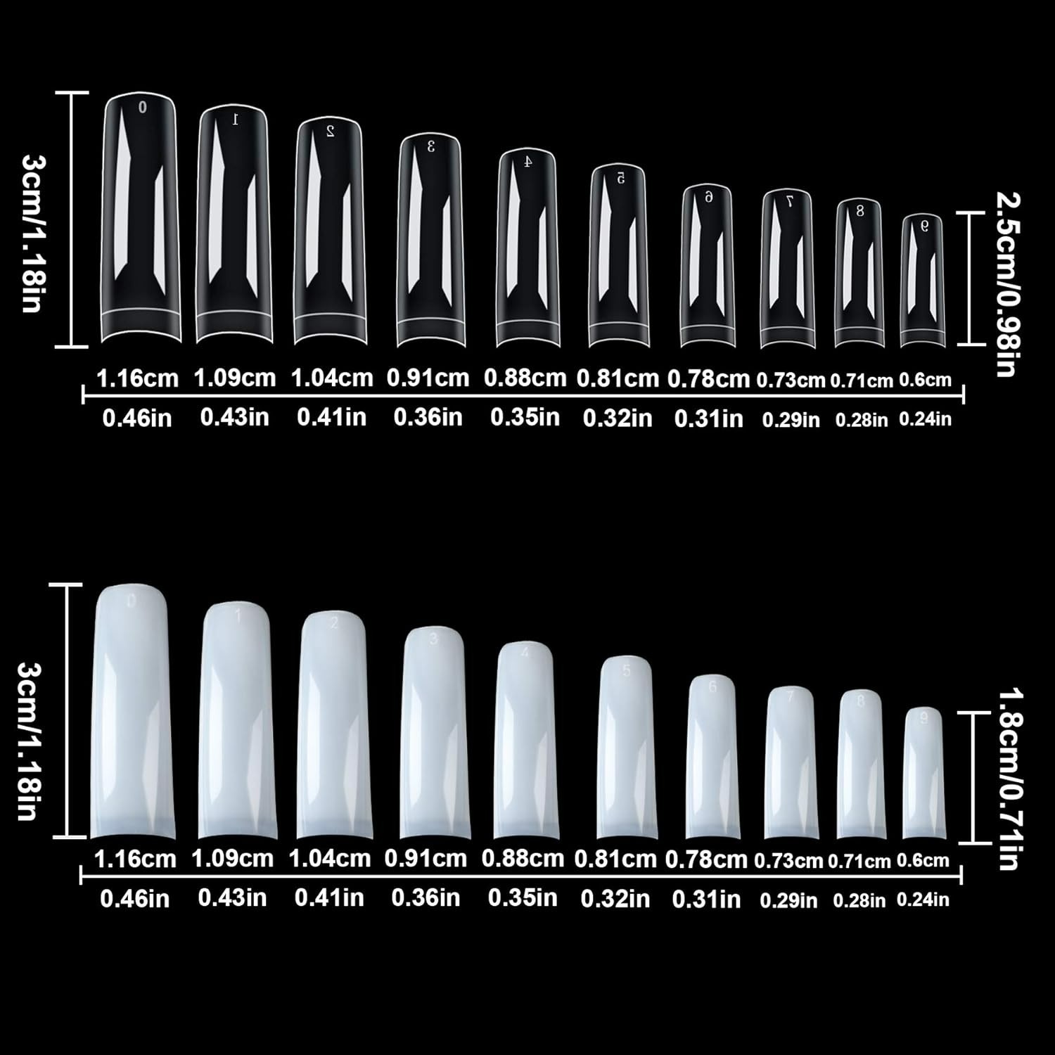 Durable 1000PCS Nail Tips – Glossy Ballerina Acrylic Extensions for Creative Art