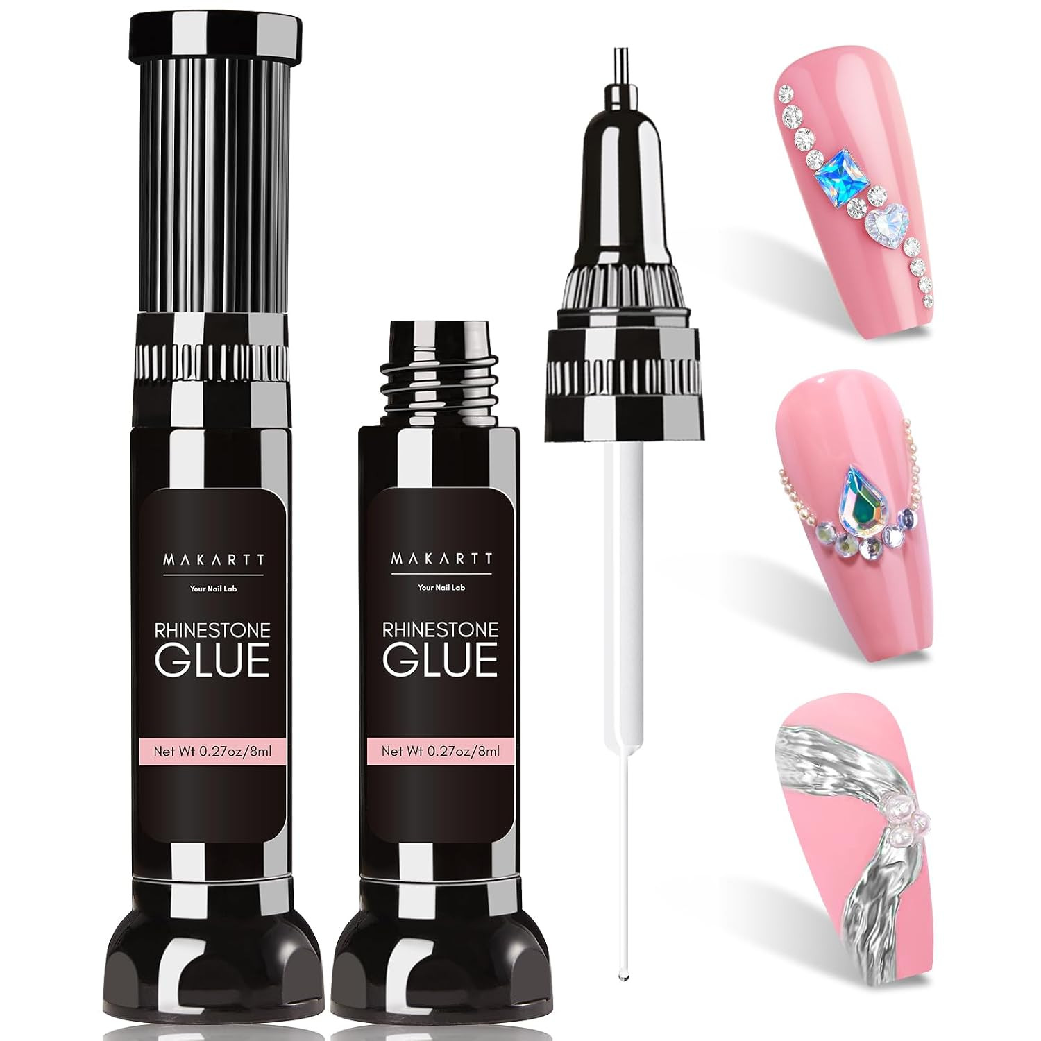 Nail Rhinestone Glue: Precision Gap Filling Gel with Brush for Gems | Low Viscos