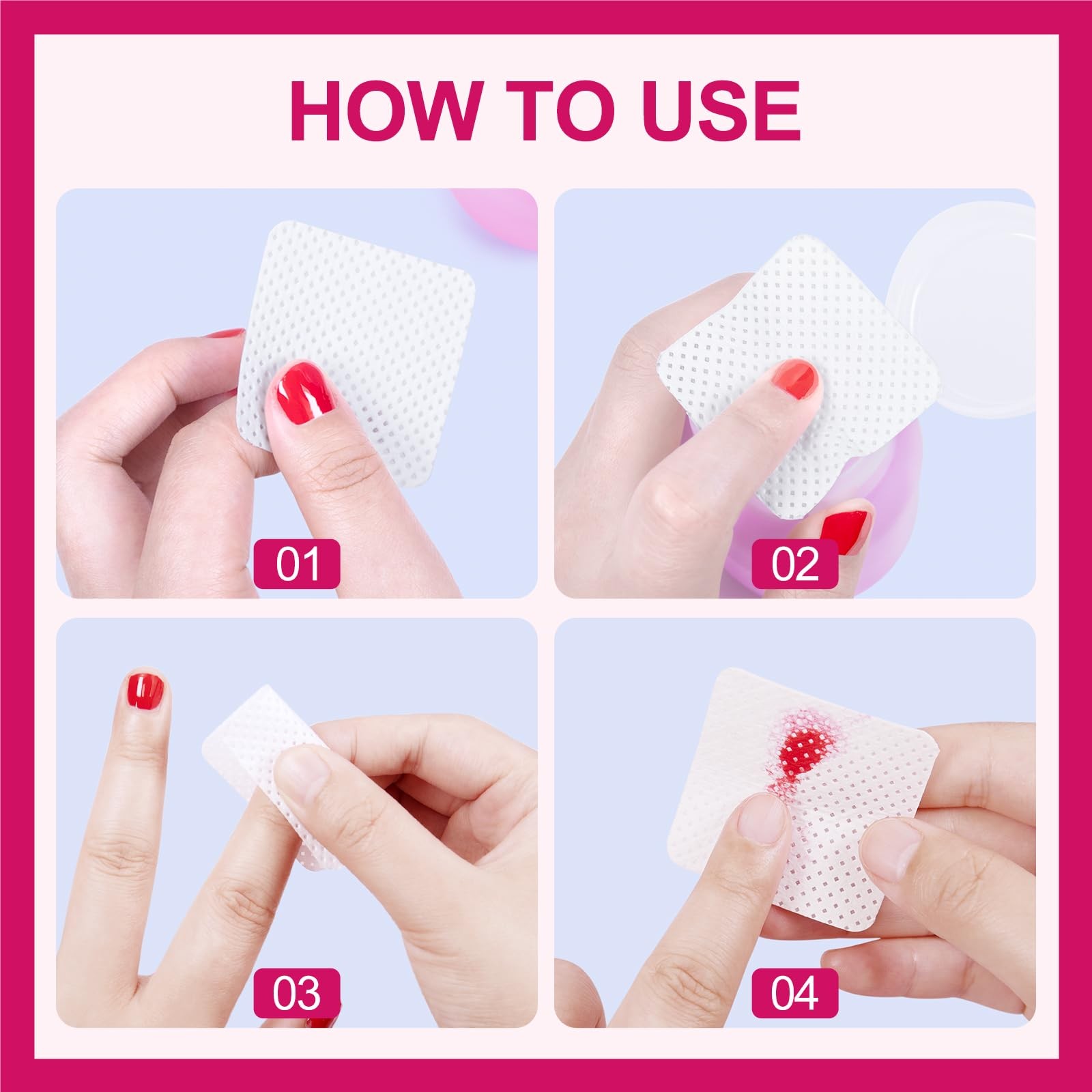 ANYINS Lint Free Nail Wipes, 1200PCS Non-Woven Fabric Cotton Pads for B-White
