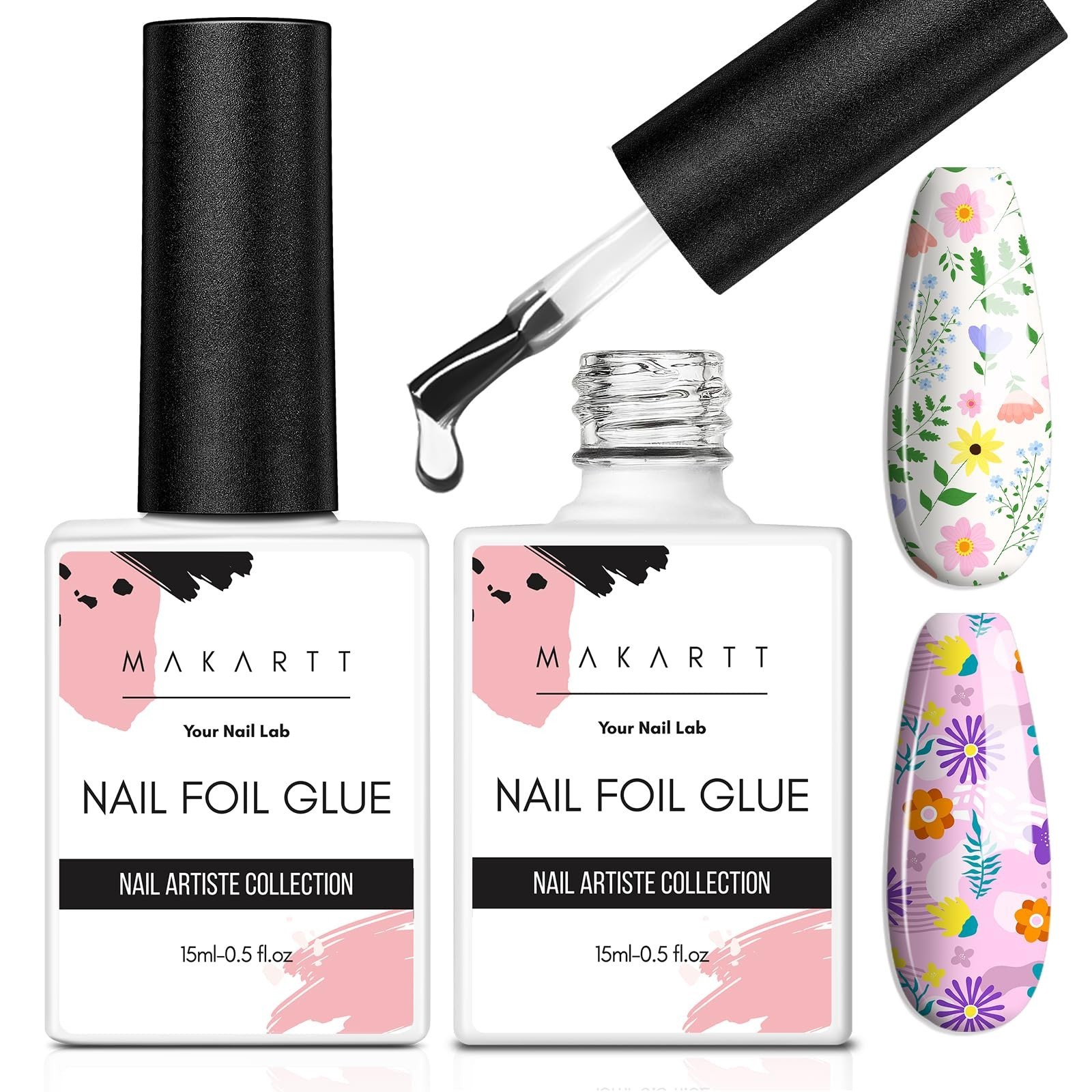 Nail Foil Glue Transfer Gel 2Pcs 15ML – Strong Adhesion for Nail Art Stickers, D