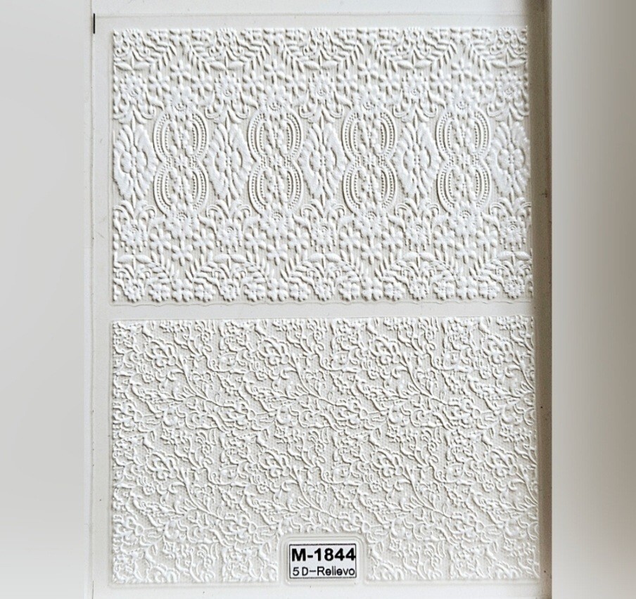 NWT 》3 SHEETS《 NAIL ART DESIGN BLACK & WHITE FAUX LACE SELF-SEAL STICKERS!