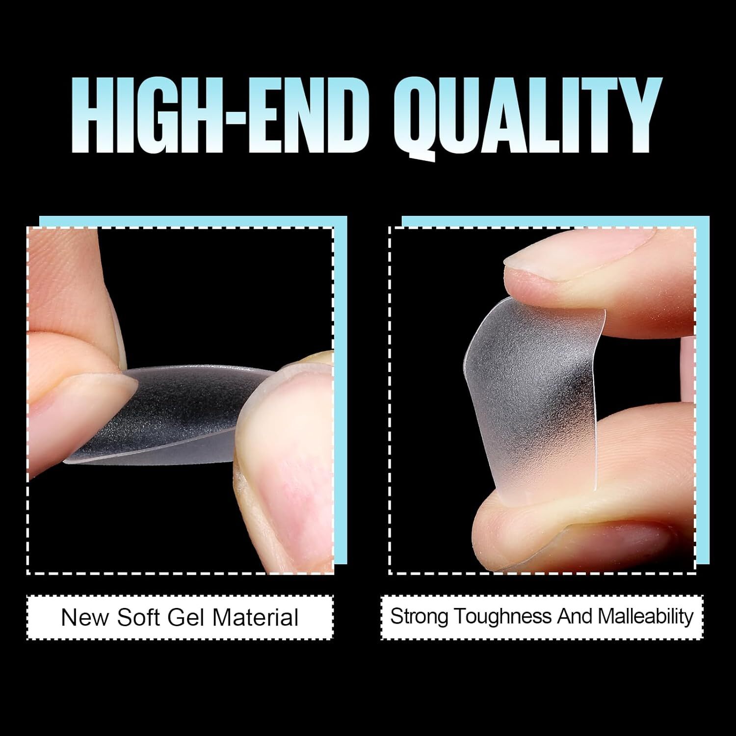 TOMICCA Square Nail Tips – Short Gel x Nails, No File Full Clear