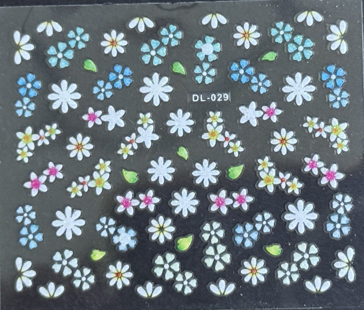 3D Nail Art Mini Flower, Heart, Bows Adhesive Stickers Floral Decals Transfers