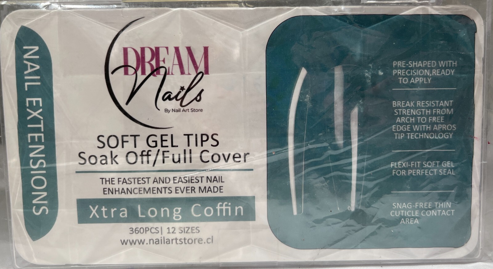 (AS IS) Dream Nails SOFT Gel Tips Xtra Long Coffin, 360 PCS / 12 SIZES
